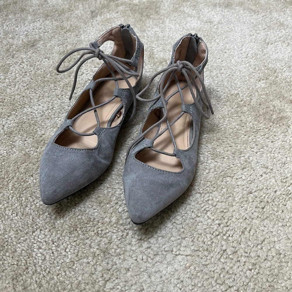 Grey Express Lace Up Flats